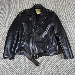 Green Briar Leather Jacket Men 42 Black Vintage Biker Moto Heavyweight Rare